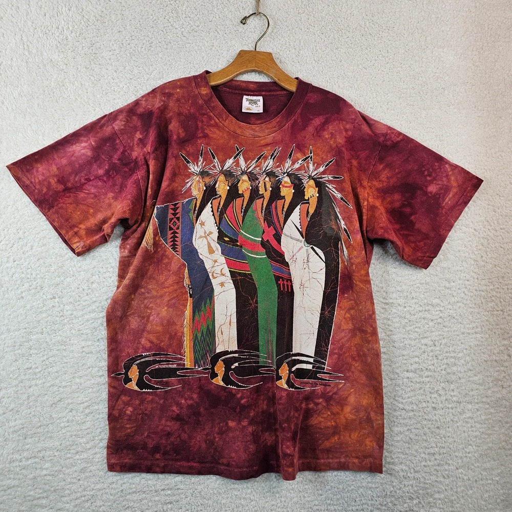 Vintage 1999 The Mountain Tennessee River Gold Native American Tie Dye Shirt XL